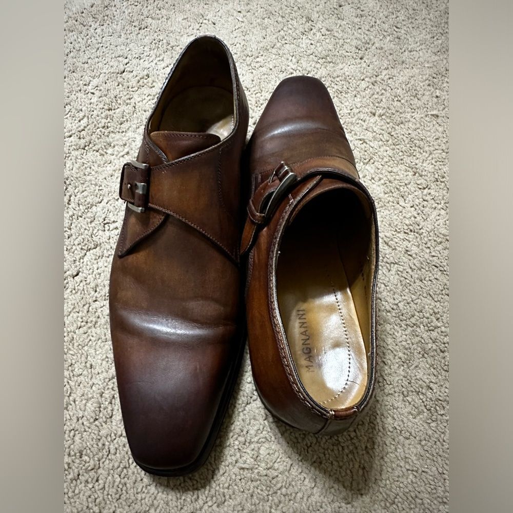 Men's Magnanni Marco II Monk Strap Leather Dress Shoes - Picture 2 of 10